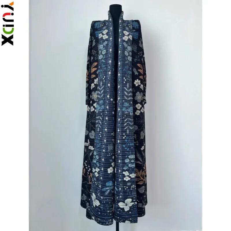 

YUDX Miyake Pleated Hundred Plus Size Long-sleeved Coat Jacket Female Fall Winter New Print Fashion Elegant Trench Cloak 2024
