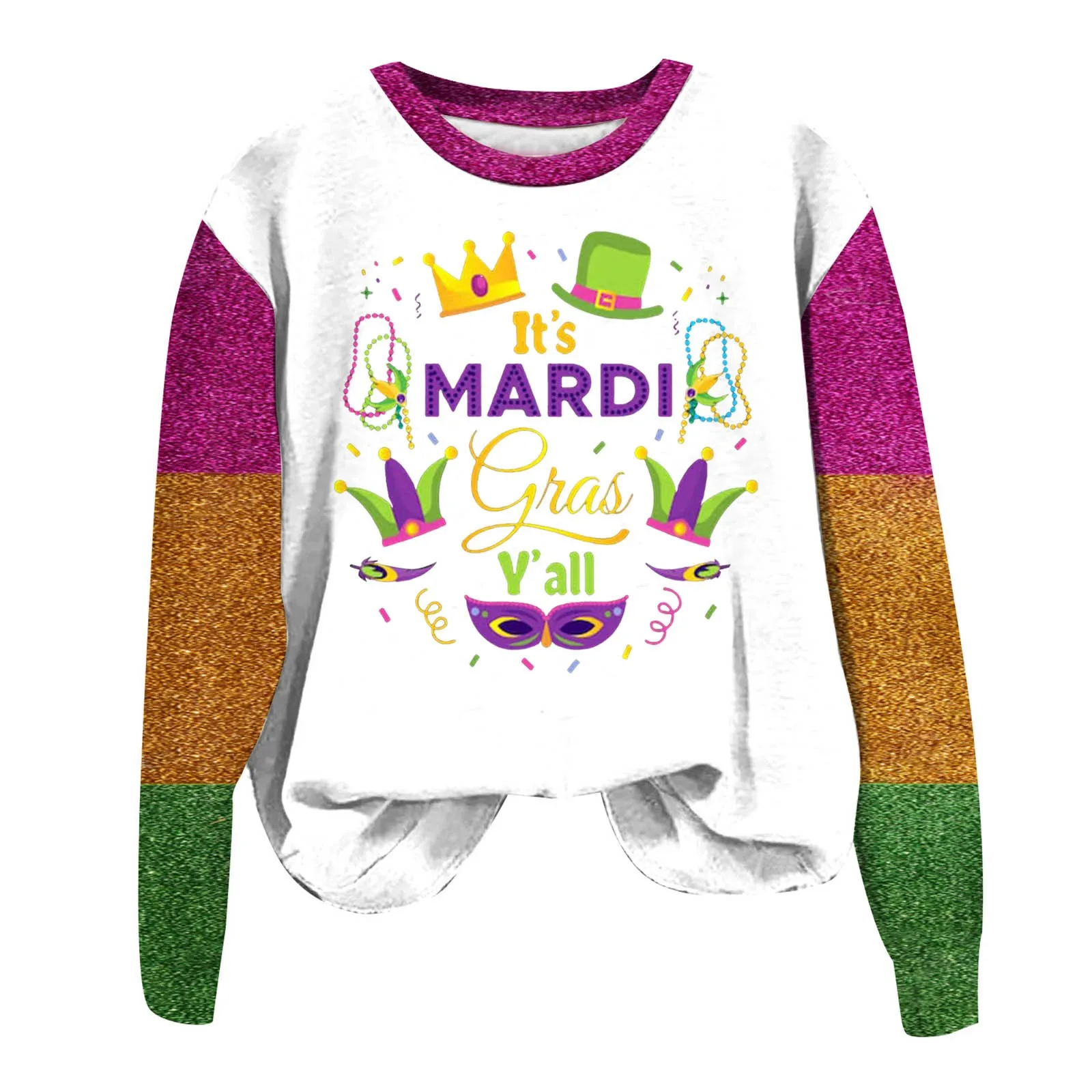 Womens Fashion Casual Long Sleeve Crew Neck Sweatshirts Mardi Printed Pullover Hoodless Sweatshirts Top Sweatsuit Women
Womens Fashion Casual Long Sleeve Crew Neck Sweatshirts Mardi Printed Pullover Hoodless Sweatshirts Top Sweatsuit Women
