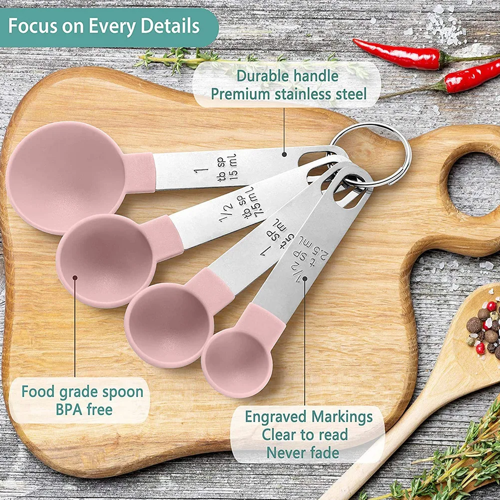 Measuring Cups Durable and Practical Pink Stainless Steel Measuring Cups and Spoons 8 Piece Kit for Your Kitchen Needs
Measuring Cups Durable and Practical Pink Stainless Steel Measuring Cups and Spoons 8 Piece Kit for Your Kitchen Needs