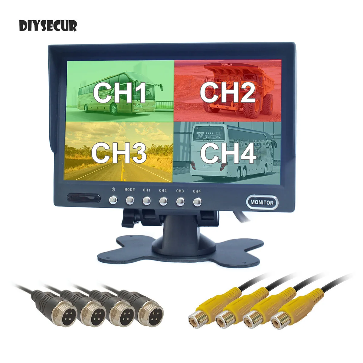 DIYSECUR 4PIN DC12V-24V 7" 4 Split Quad LCD Screen Display Color Rear View Car Monitor for Car Truck Bus Reversing Camera
DIYSECUR 4PIN DC12V-24V 7" 4 Split Quad LCD Screen Display Color Rear View Car Monitor for Car Truck Bus Reversing Camera