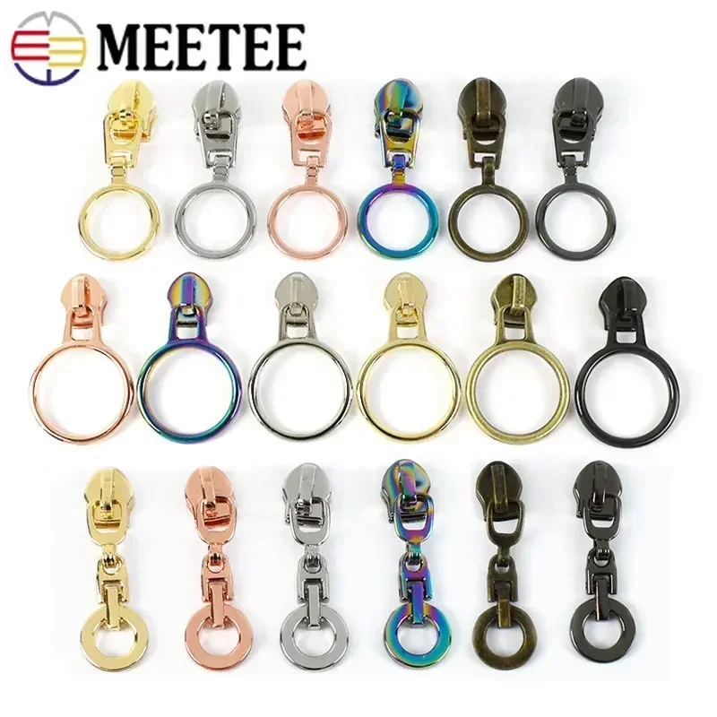 

10/30Pcs Meetee 5# Nylon Zipper Slider Bag Purse Decor Zippers Puller O Ring Zip Head Repair Kits DIY Clothes Sewing Accessories