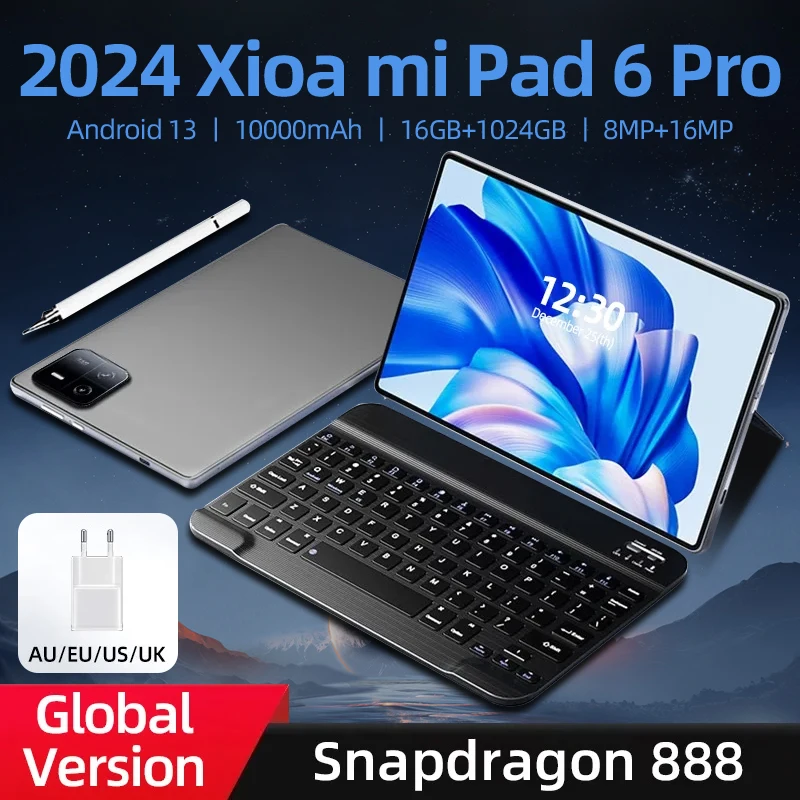 

2024 New Global Version Tablets PC Android 13 Pad 6 Pro Snapdragon 888 RAM 16GB+ROM 1TB 5G Dual SIM Card 10000mAh HD 4K Mi Tab