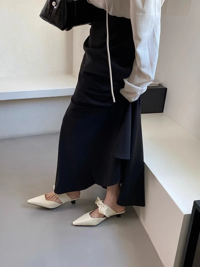 Sweet Butterfly-knot Low-heeled Slippers Women Elegant Pointed Toe Slingback Slide Sandals Comfort Concise Designer Office Shoes 39 S7b84aaec7afb46bd947db00be0c6afb36