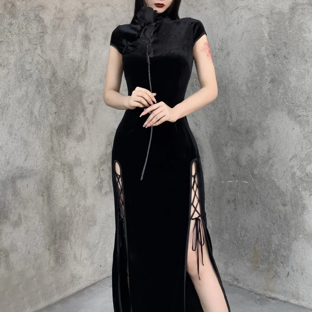 Female Women Dress Clothes Elegant Gothic High Slit Romantic Short Sleeve Slit Hem Aesthetic Ladies Velvet Bodycon
Female Women Dress Clothes Elegant Gothic High Slit Romantic Short Sleeve Slit Hem Aesthetic Ladies Velvet Bodycon
