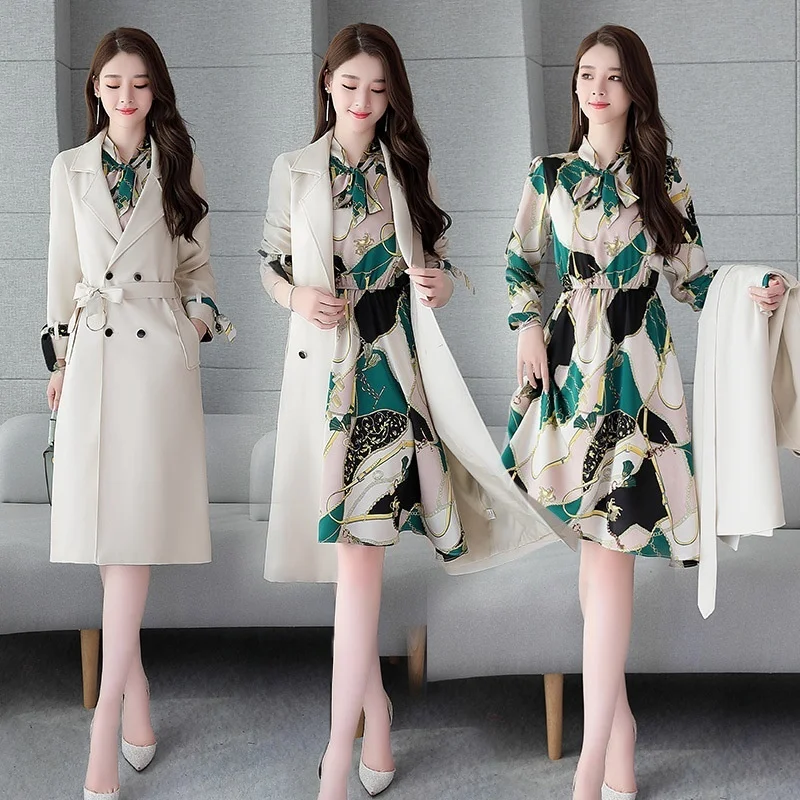 Women's Elegant Chic Two Pieces Suit for Women Long Coat and Dresses Korean Fashion Sashes Jacket with Floral Print Dress Sets
Women's Elegant Chic Two Pieces Suit for Women Long Coat and Dresses Korean Fashion Sashes Jacket with Floral Print Dress Sets
