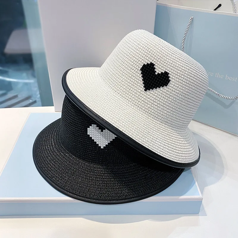 Women's Hat Summer Sun Protection Sweet Love White Black Straw Hat Small Fresh Seaside Holiday Sunscreen Sunshade Beach Hat
Women's Hat Summer Sun Protection Sweet Love White Black Straw Hat Small Fresh Seaside Holiday Sunscreen Sunshade Beach Hat