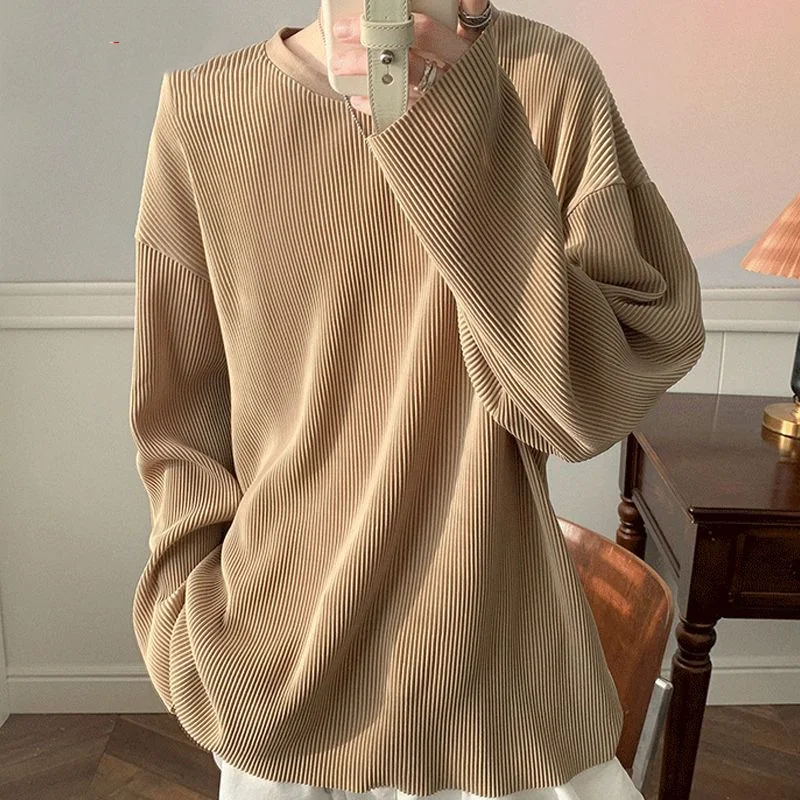 Plus Size Striped Loose T Shirts Men's Spring Autumn New O-neck Long Sleeve Solid Color Tops Tees Fashion Trend Men Clothing
Plus Size Striped Loose T Shirts Men's Spring Autumn New O-neck Long Sleeve Solid Color Tops Tees Fashion Trend Men Clothing