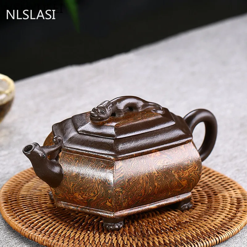 

Yixing Retro Tea Pot Handmade Boutique Purple Clay Teapots Raw Ore Beauty Kettle Chinese Tea Ceremony Customized Gifts 210ml