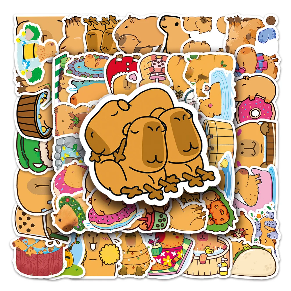 

10/30/50PCS New Capybara Cartoon Personality Creative Computer Suitcase Mobile Phone Car Decoration Waterproof Sticker Wholesale