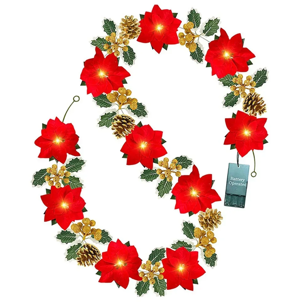 3M 20 LED Artificial Poinsettia Christmas Flower String Light Golden Berry Pinecone Fairy Light Christmas Garland Light
3M 20 LED Artificial Poinsettia Christmas Flower String Light Golden Berry Pinecone Fairy Light Christmas Garland Light