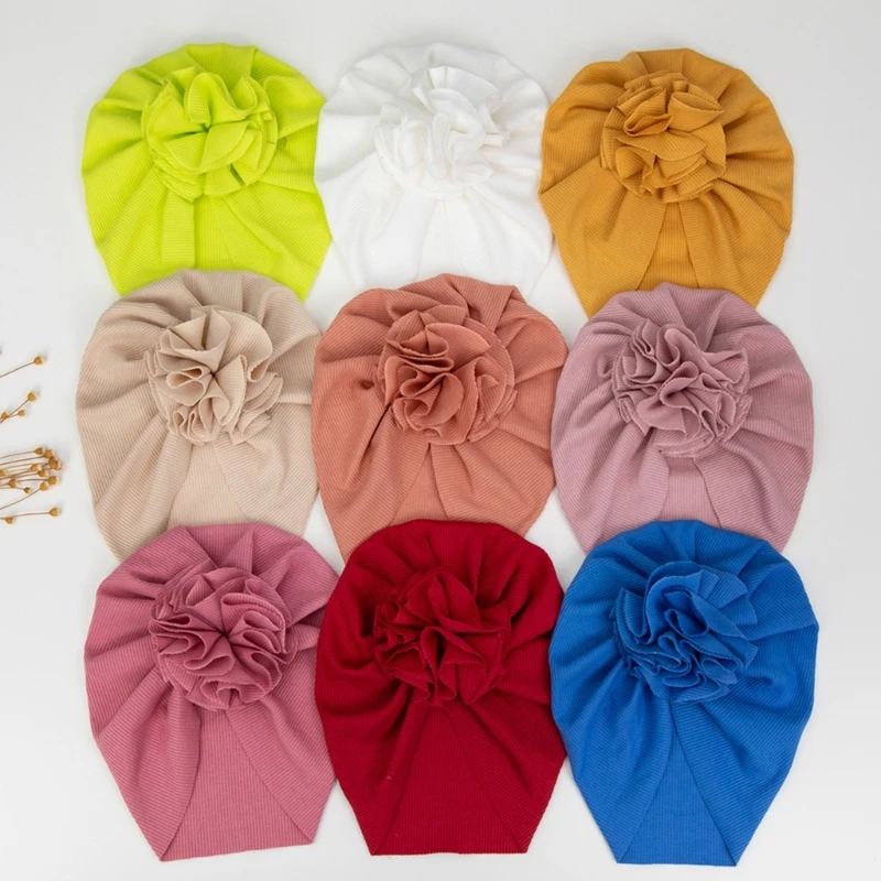 

Детская шапка-тюрбан, однотонная повязка на голову для новорожденных, удобная шапочка, дышащая шапочка с декоративным цветочным