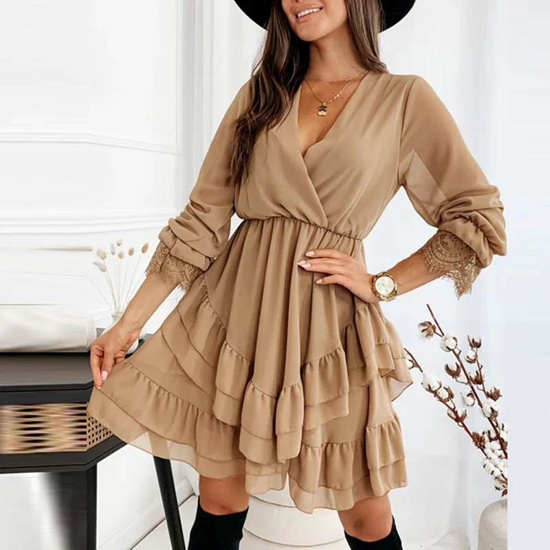 New Ladies Casual Office Mini Dress 2022 Summer Wrap V Neck Elastic Waist Party Dress For Women Ruffled Chiffon Dress Spring
New Ladies Casual Office Mini Dress 2022 Summer Wrap V Neck Elastic Waist Party Dress For Women Ruffled Chiffon Dress Spring