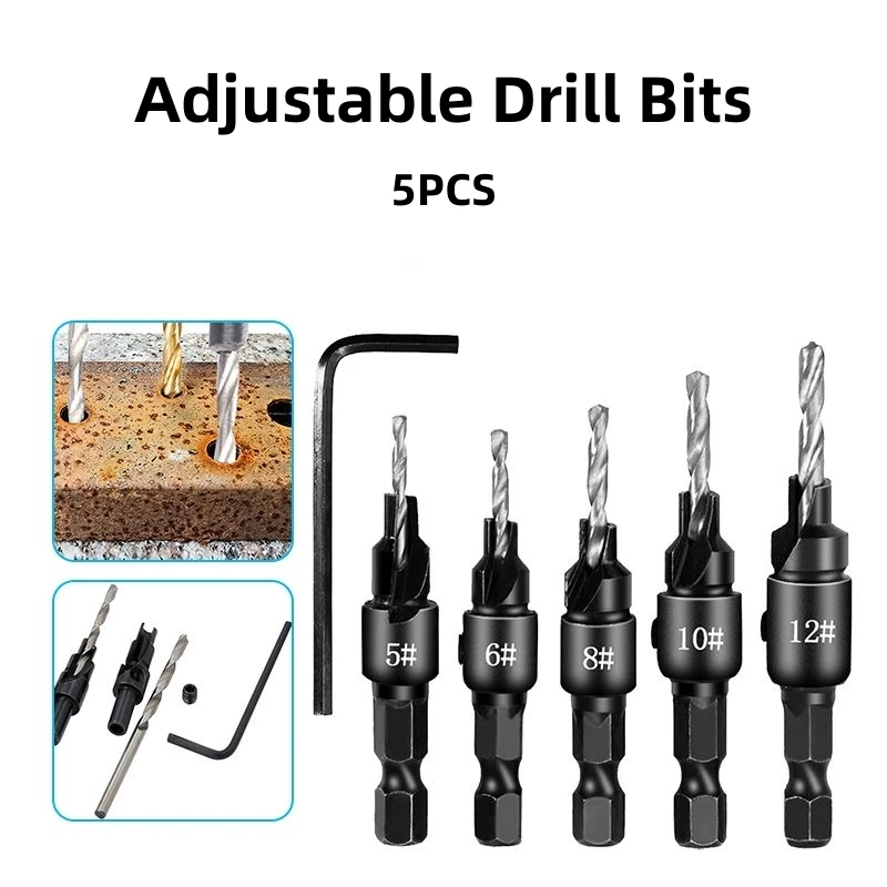 5PCS Woodworking Countersunk Head Drill Bit Set Screw Hole Drill Universal Hexagon Shank Counterbore Chamfer Tools
5PCS Woodworking Countersunk Head Drill Bit Set Screw Hole Drill Universal Hexagon Shank Counterbore Chamfer Tools