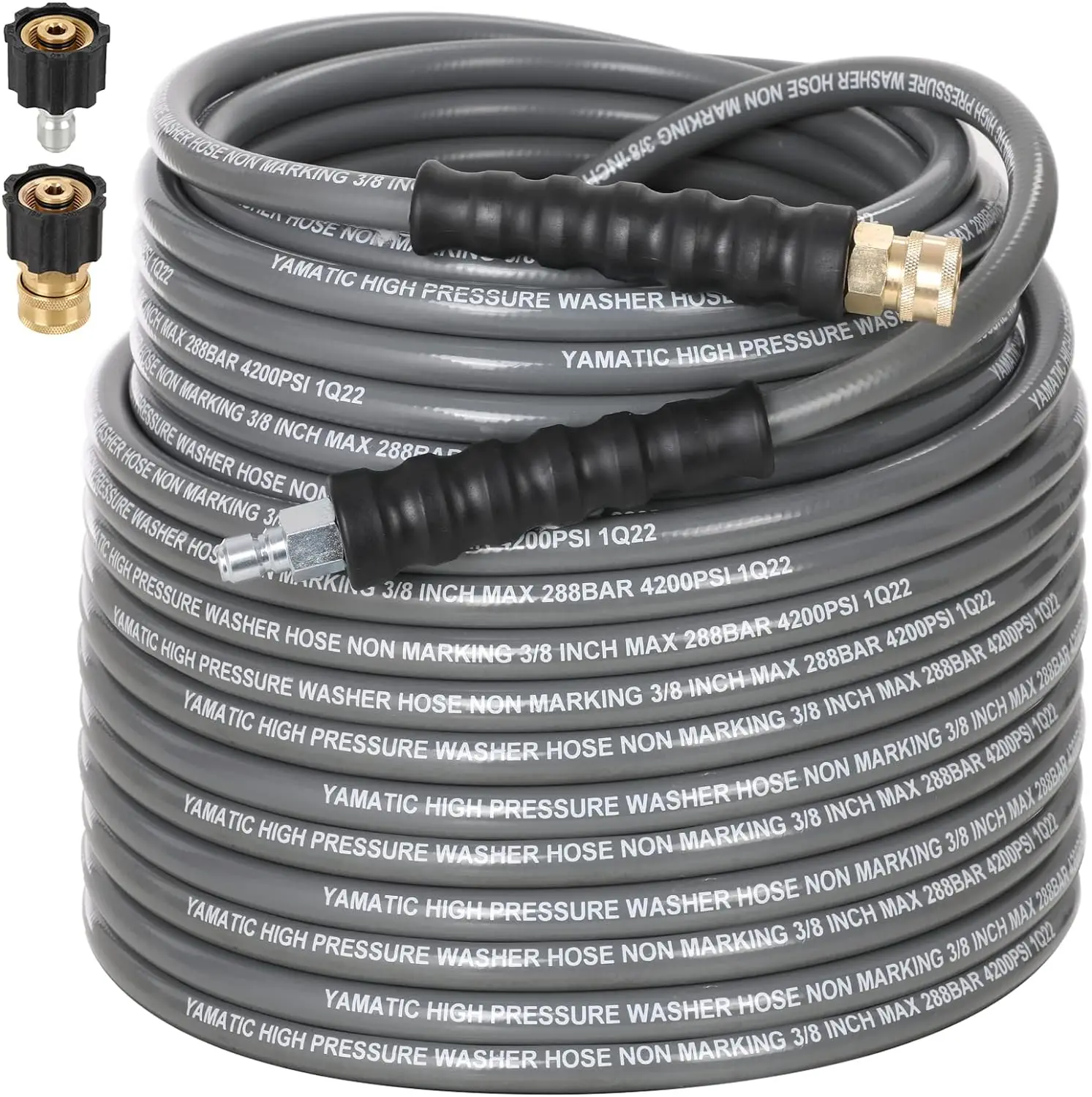 

NEW 3/8" 4200 PSI Pressure Washer Hose 100 FT, for Hot/Cold Water Rubber Wire Braided, Kink Free Swivel 3/8" Quick Connection,