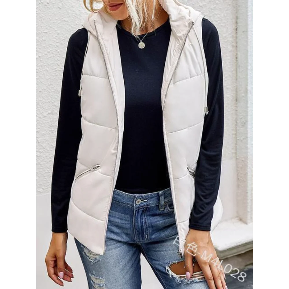 Winter Vest Women Solid Color Hooded Drawstring Vest Zipper Stand-up Collar Pocket Slim-fitting Sleeveless Jacket for Women
Winter Vest Women Solid Color Hooded Drawstring Vest Zipper Stand-up Collar Pocket Slim-fitting Sleeveless Jacket for Women