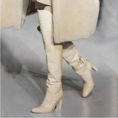 Pure White Brown Yellow Crocodile Print Pointed Toe Over The Knee Boots Women Sexy Hidden Zipper Square Heels Thigh Long Boots
Pure White Brown Yellow Crocodile Print Pointed Toe Over The Knee Boots Women Sexy Hidden Zipper Square Heels Thigh Long Boots