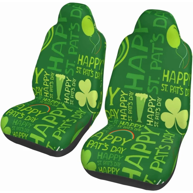 

Car Seat Covers St.Patrick's Day Green Universal Auto Front Seats Protector Fits for Car SUV Sedan Truck