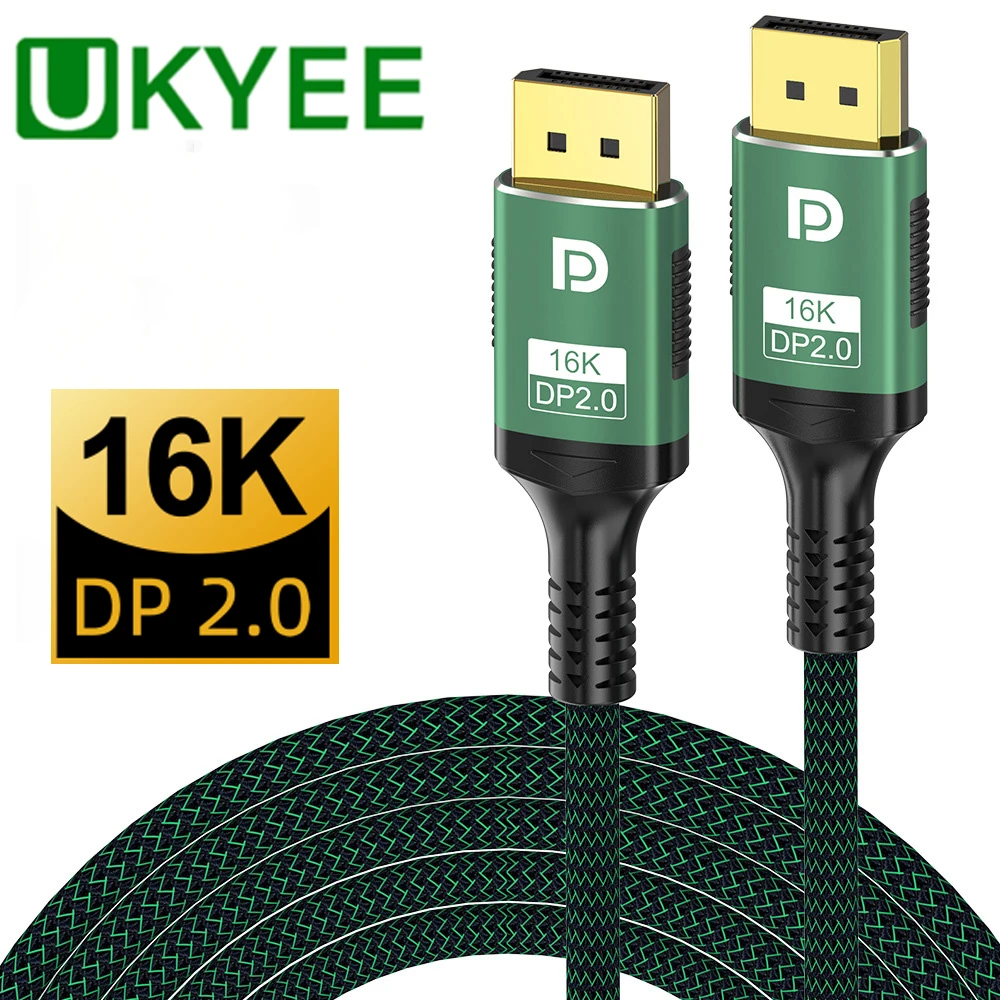 

UKYEE Femoro 16K DisplayPort to DisplayPort Cable Male to Male 2.0 High Speed Nylon Braided DisplayPort Cable for Laptop Monitor