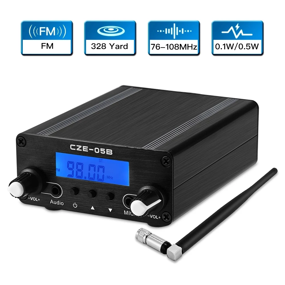 

CZE-05B 0.5W FM Transmitter Stereo Frequency Modulation Adjustment Radio Broadcast