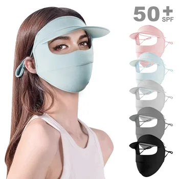 Proteja-se do Sol com a Máscara Solar de Golfe pgm para Mulheres 7 New Sunscreen Ice Silk Mask UV Protection Face Cover Sun Hat Outdoor Golf Cycling Sun Protection Hats Caps