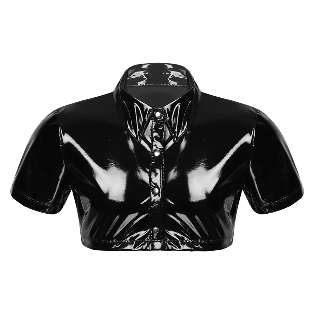 Men PVC Leather Cropped Tops Party Club Shiny Wet Look T-shirts Sexy Man Stage Dance Shorts Sleeve Jacket Coat Tee Tops
Men PVC Leather Cropped Tops Party Club Shiny Wet Look T-shirts Sexy Man Stage Dance Shorts Sleeve Jacket Coat Tee Tops
