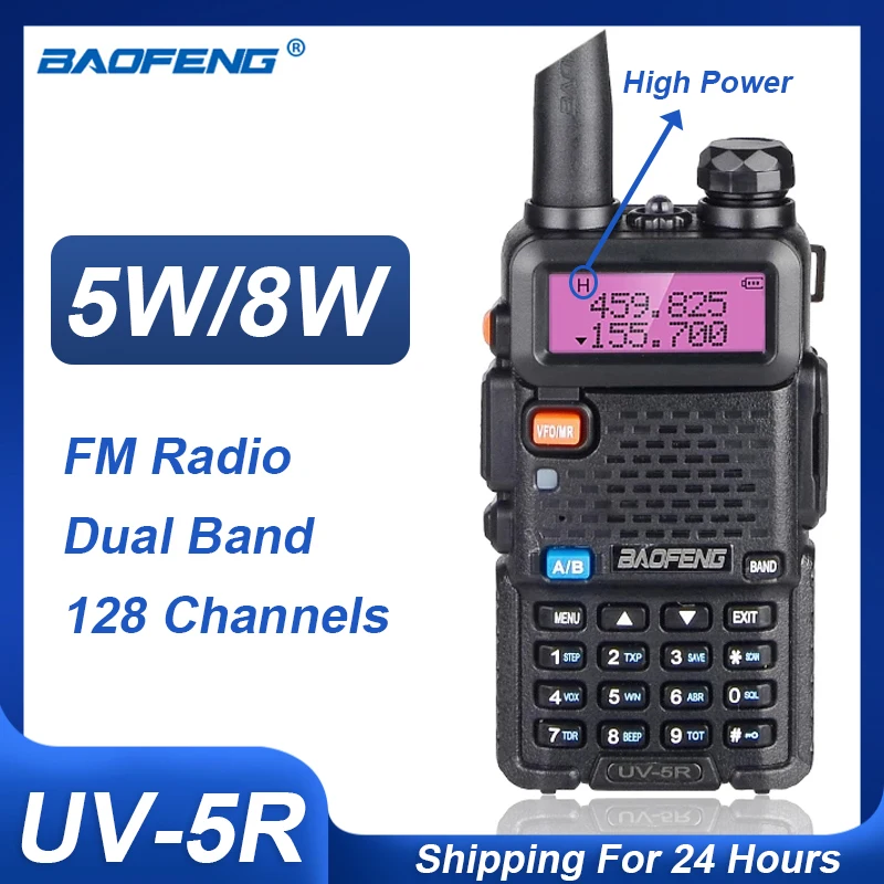 

Baofeng UV-5R Walkie Talkie 8/5W Two Way Radio UV5R VHF UHF Dual Band High Power FM Radios Portable Stations Transceiver Hunting