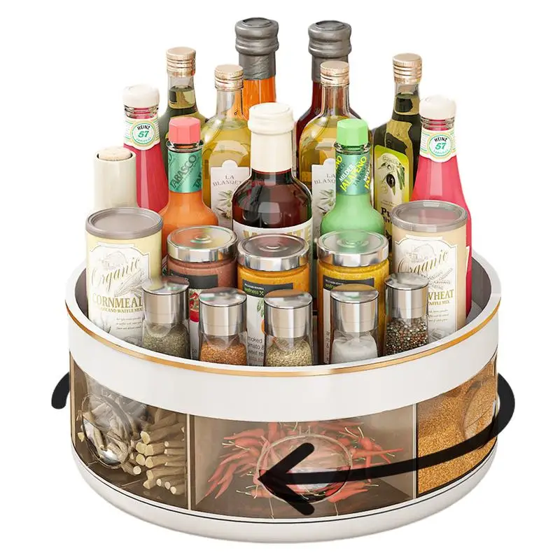 

2-Tier Organizers Rotating Visible Seasoning Organizer Rack With 2 Tiiers Utility Gadgets For Cosmetics Skincare Beverages