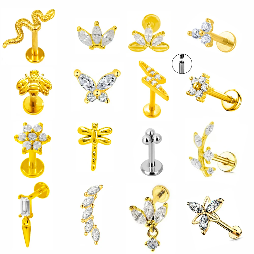 Lightning Internal Thread Labret Piercing Crown Bee Flowers Cartilage Earring Tragus Conch 316L Stainlesss Steel Body Jewelry
Lightning Internal Thread Labret Piercing Crown Bee Flowers Cartilage Earring Tragus Conch 316L Stainlesss Steel Body Jewelry