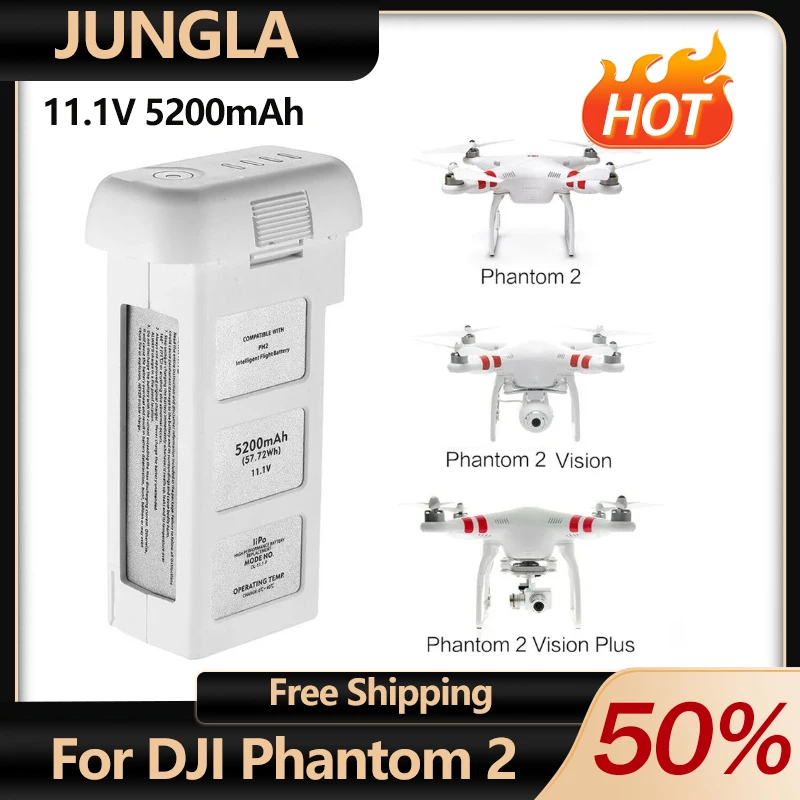 Free Shipping New 11.1V 5200mAh Lipo Drone Battery for DJI Phantom 2 Quadcopter Battery 57.72Wh Spare Battery Drone Parts
Free Shipping New 11.1V 5200mAh Lipo Drone Battery for DJI Phantom 2 Quadcopter Battery 57.72Wh Spare Battery Drone Parts
