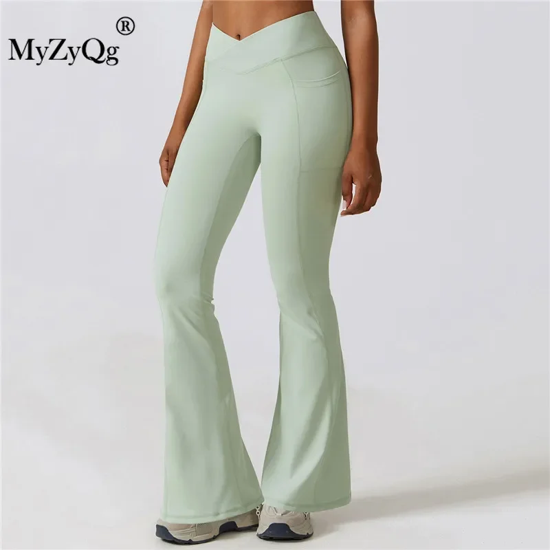 

MyZyQg Women Casual Wide Legs Leggings Naked Hip Lift Yoga Flare Pants Dance Sports High Waist Micro Cropped Pants