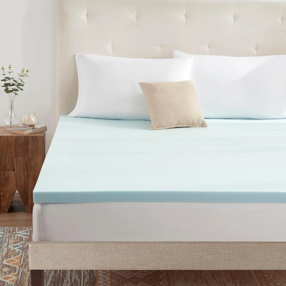 King Mattress Topper 2 Inch Gel Infused Memory Foam Cooling Pad -King, Blue
King Mattress Topper 2 Inch Gel Infused Memory Foam Cooling Pad -King, Blue