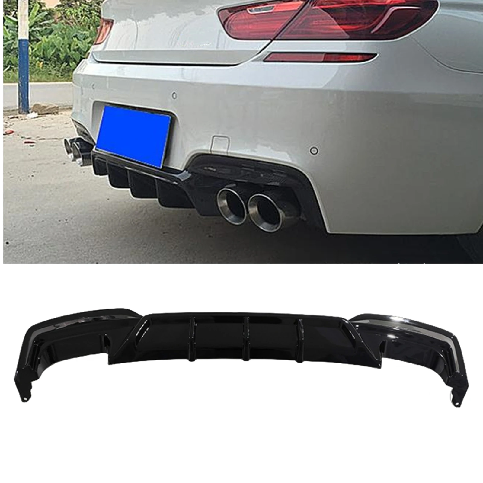 

For BMW F06 F12 F13 M Sport M6 2012-2016 Rear Bumper Diffuser Lip Gloss Black Tail Boot Spoiler Plate Body Protector Splitter