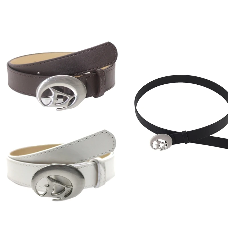 Простой поясной ремень для взрослых с регулируемой уникальной поясной пряжкой с лунной пряжкой, ремни из искусственной кожи, для