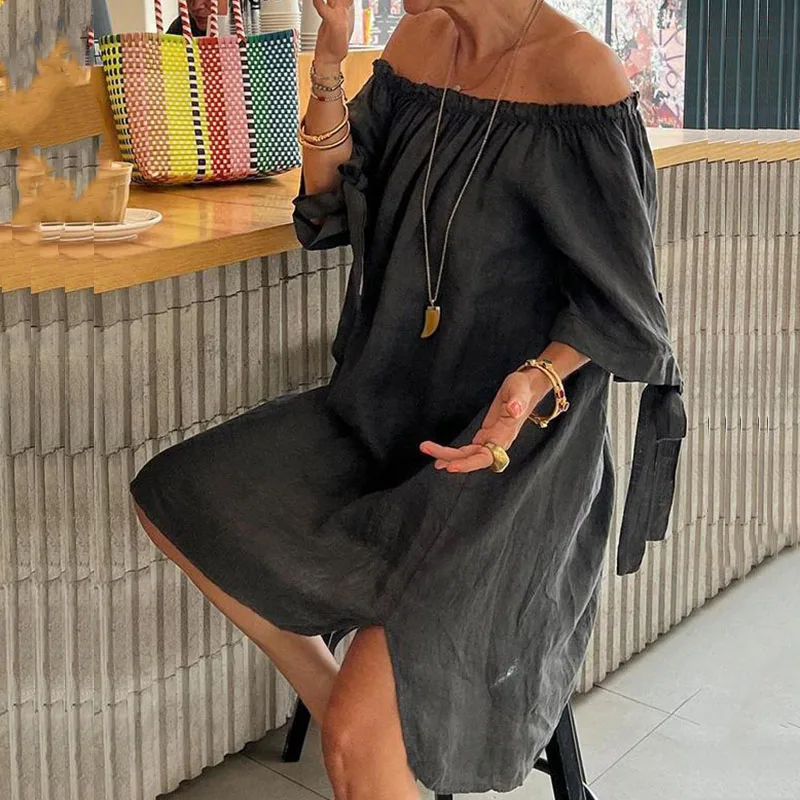 2024 Spring Long-sleeved Lace Up Party Dress Women Sexy Slash Neck Hollow A-Line Dress Summer Off Shoulder Backless Female Dress
2024 Spring Long-sleeved Lace Up Party Dress Women Sexy Slash Neck Hollow A-Line Dress Summer Off Shoulder Backless Female Dress