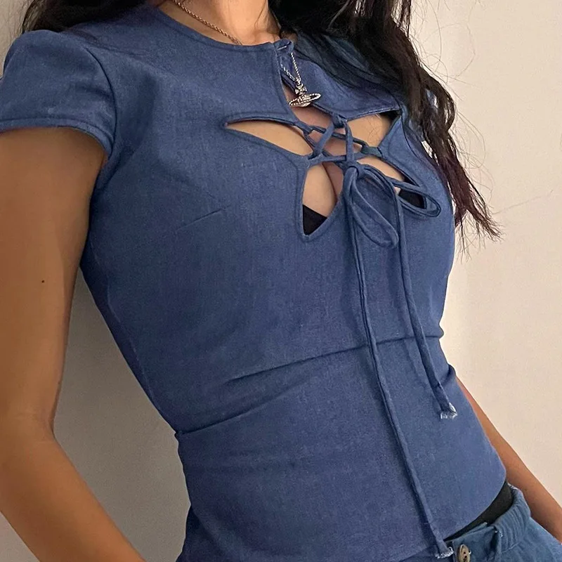 Summer American Hot and Trendy Instagram Star Hollow Lace Up Top Fashion Slim Fit Spicy Girl Women's T-shirt Comfortable Stylish
Summer American Hot and Trendy Instagram Star Hollow Lace Up Top Fashion Slim Fit Spicy Girl Women's T-shirt Comfortable Stylish