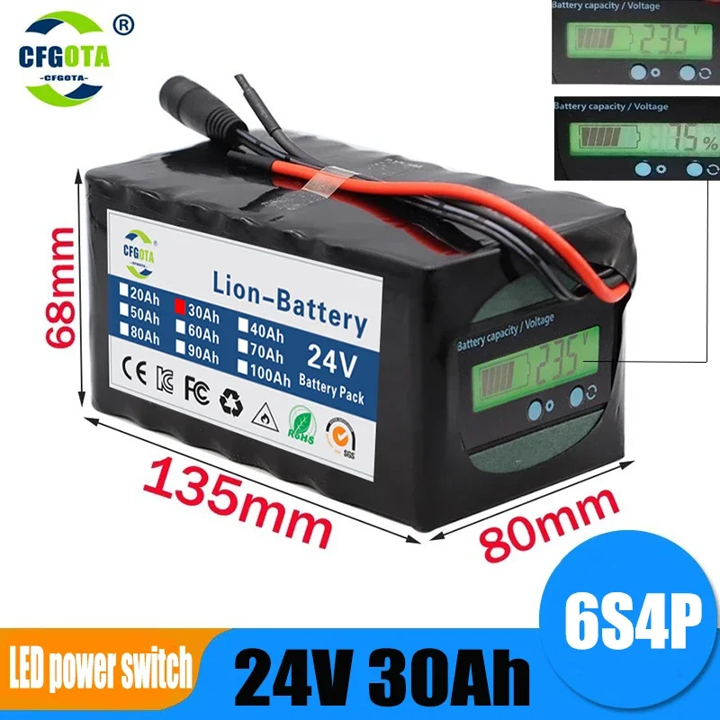 Аккумулятор 6s4p 24 в 30 Ач 18650, литиевый аккумулятор 25,2 в для электрического велосипеда, мопеда/электричества/литий-ионного аккумулятора с индикатором емкости
Аккумулятор 6s4p 24 в 30 Ач 18650, литиевый аккумулятор 25,2 в для электрического велосипеда, мопеда/электричества/литий-ионного аккумулятора с индикатором емкости