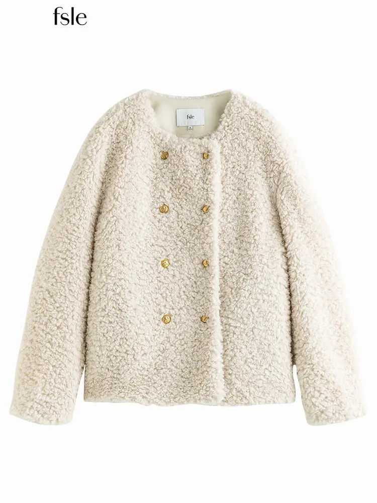 FSLE Women Fleece Lamb Wool Collarless Jacket 2022 Winter Double-breasted faux-fur jacket Women Thicken Winter Loose Jackets
FSLE Women Fleece Lamb Wool Collarless Jacket 2022 Winter Double-breasted faux-fur jacket Women Thicken Winter Loose Jackets