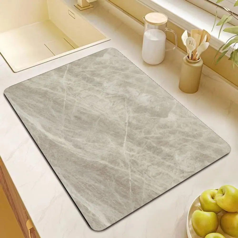 

Luxury Drain Pad Quick Drying Super Absorbent Bar Counter Coaster Diatom Mud Marble Grain Countertop Dry Mats Table Decor