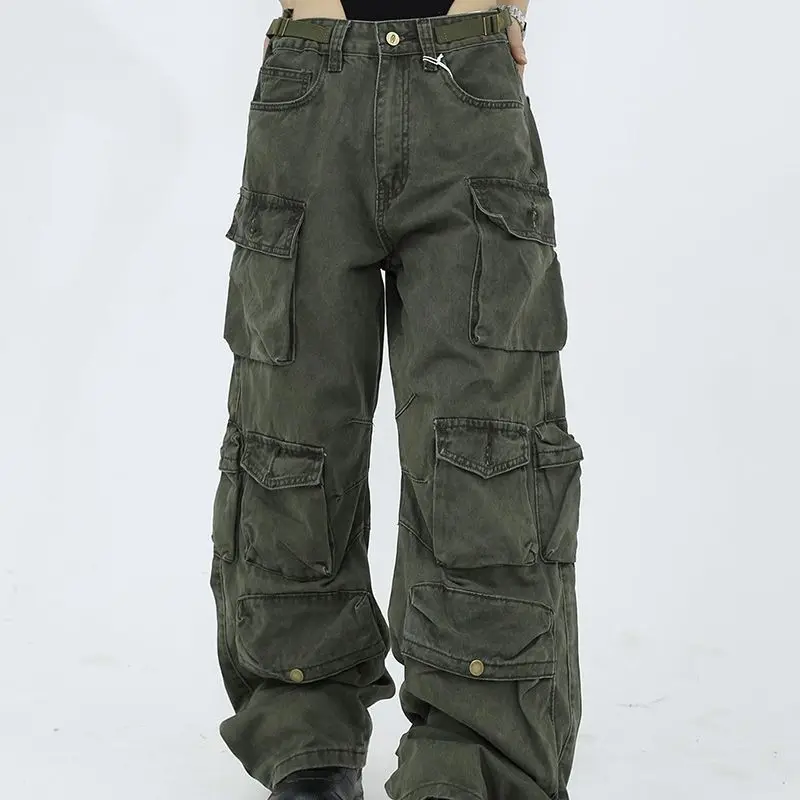 

Y2k Multi-pockets Straight Baggy Cargo Pants for Men Pantalones Hombre Black Overalls Streetwear Loose Casual Trousers Oversized