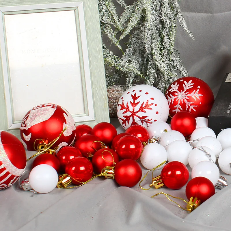 

Рождественские елочные шары, 44 шт., 6 см, 3 см, большой Рождественский шар, многоцветные шарики, украшения для рождественской елки, набор украшений для дома