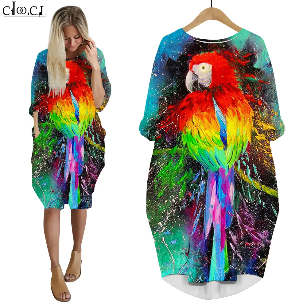 CLOOCL Dresses Fashion Clothing Art Painting Parrot Pattern 3D Printing Long Sleeve Loose Casual Round Neck Pullover Dresses
CLOOCL Dresses Fashion Clothing Art Painting Parrot Pattern 3D Printing Long Sleeve Loose Casual Round Neck Pullover Dresses