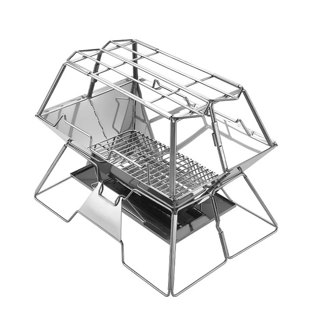 

Складной Кемпинговый гриль, Портативная подставка для приготовления пищи, решетка-гриль из нержавеющей стали, подставка для кастрюль для приготовления пищи на открытом воздухе, барбекю