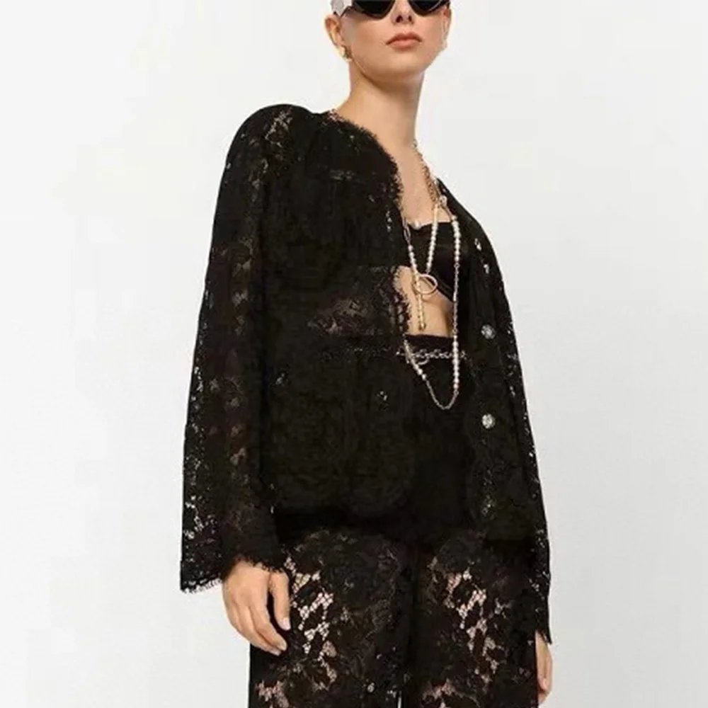 NIGO Women's Spring And Autumn Black Lace Shirt Single Breasted Multi-Pocket Loose Coat Jacket Ngvp #nigo6862
NIGO Women's Spring And Autumn Black Lace Shirt Single Breasted Multi-Pocket Loose Coat Jacket Ngvp #nigo6862