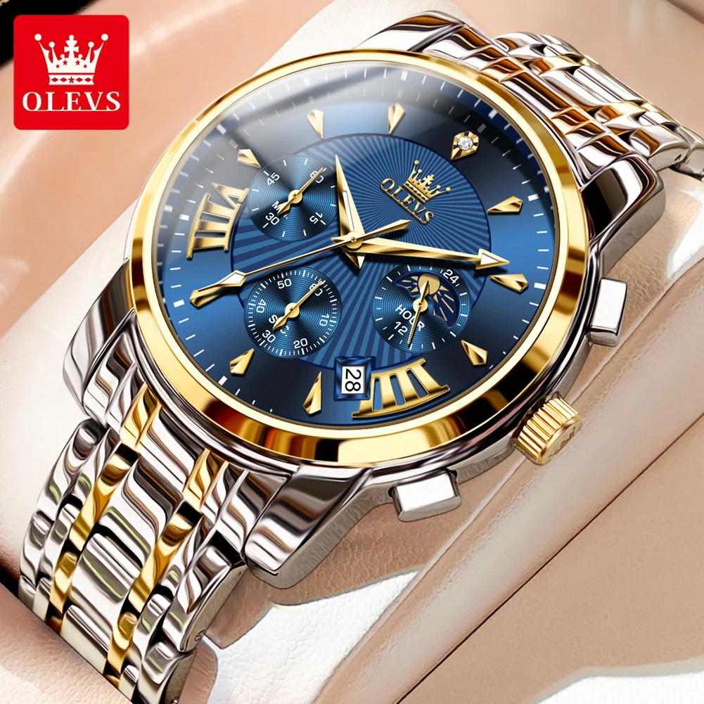 OLEVS Chronograph Mens Watches Top Brand Luxury Clock Casual Sport Stainless Steel Waterproof 24Hour Moon Phase Quartz Watch Men
OLEVS Chronograph Mens Watches Top Brand Luxury Clock Casual Sport Stainless Steel Waterproof 24Hour Moon Phase Quartz Watch Men