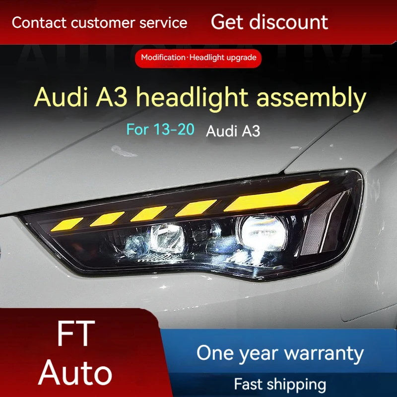 Автомобильные фары для 13-20 Audi A3, модификация в сборе, лазерные линзы, дневные ходовые огни, плавные поворотники
Автомобильные фары для 13-20 Audi A3, модификация в сборе, лазерные линзы, дневные ходовые огни, плавные поворотники