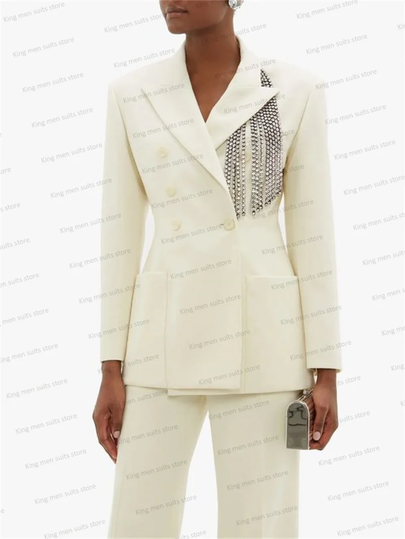 Luxury Crystals Women Pants Suit Catwalk Jacket+Trousers Custom Made Formal 2 Pieces Blazer Set Office Lady Prom Dress Coat
Luxury Crystals Women Pants Suit Catwalk Jacket+Trousers Custom Made Formal 2 Pieces Blazer Set Office Lady Prom Dress Coat