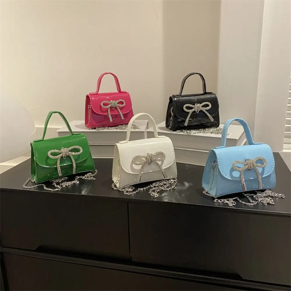 

Solid Color Rhinestone Bowknot Shoulder Bag Handbag Mini Wrist Bag Small Message Bag Makeup Lipstick Bag Stroge Bag