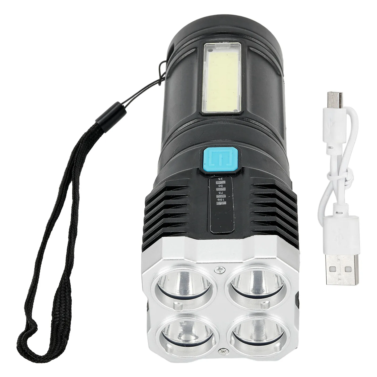 4Core LED Flashlight COB Strong Side Light Outdoor Portable Home Torch USB Rechargeable Flashlight Lantern With Power Display
4Core LED Flashlight COB Strong Side Light Outdoor Portable Home Torch USB Rechargeable Flashlight Lantern With Power Display