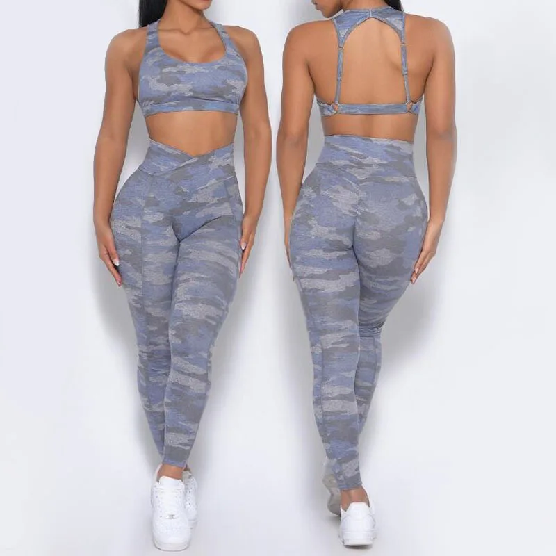 Seamless Camouflage Yoga Sets Sports Fitness High Waist Hip-Lifting Pants Backless Bra Suits Workout Gym Leggings Sets for Women
Seamless Camouflage Yoga Sets Sports Fitness High Waist Hip-Lifting Pants Backless Bra Suits Workout Gym Leggings Sets for Women