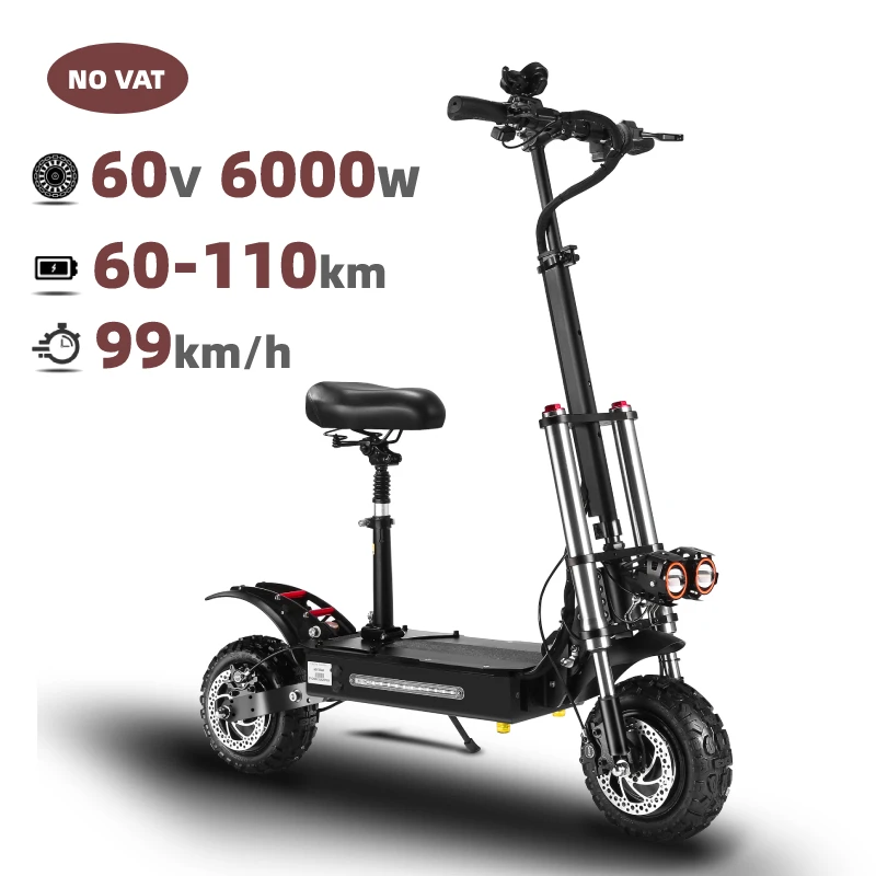 60V 6000W Electric Scooter 11 Inch Folding High Speed Off Road Electric scooters Adults Double motor E Scooter 100km/h
60V 6000W Electric Scooter 11 Inch Folding High Speed Off Road Electric scooters Adults Double motor E Scooter 100km/h